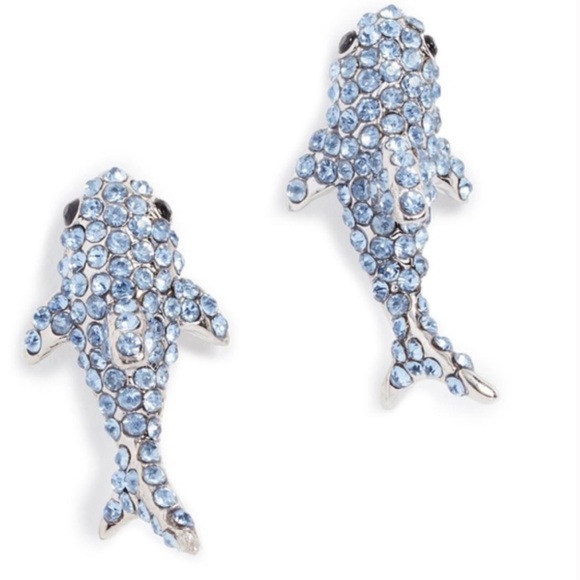 ♠️Kate Spade California Dreaming Pave Shark Stud Earrings - Picture 2 of 6